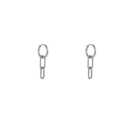 Oorbellen E56100-1 Dubbele schakel hoop zilver - Day&Eve
