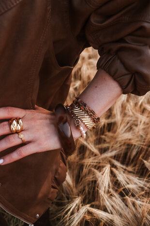 Armband K.EX.47.1 shiny brown goud - Label Kiki