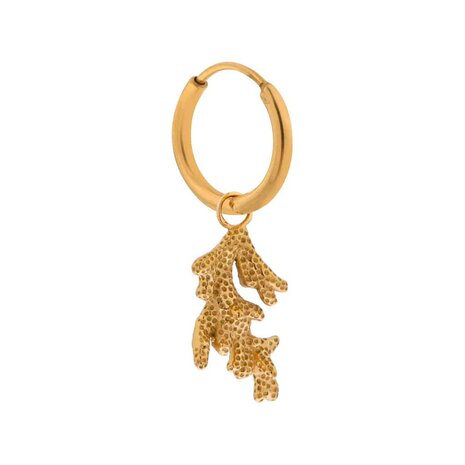 Oorbel per stuk LK401 coral hoop goud - Label Kiki