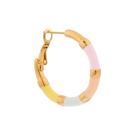 Oorbel per stuk LK402 hoola pastel hoop goud - Label Kiki