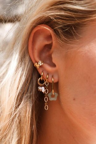 Oorbel per stuk LK405 oval mint hoop goud - Label Kiki