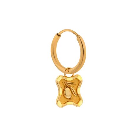 Oorbel per stuk LK408 limone hoop goud - Label Kiki