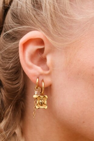 Oorbel per stuk LK408 limone hoop goud - Label Kiki