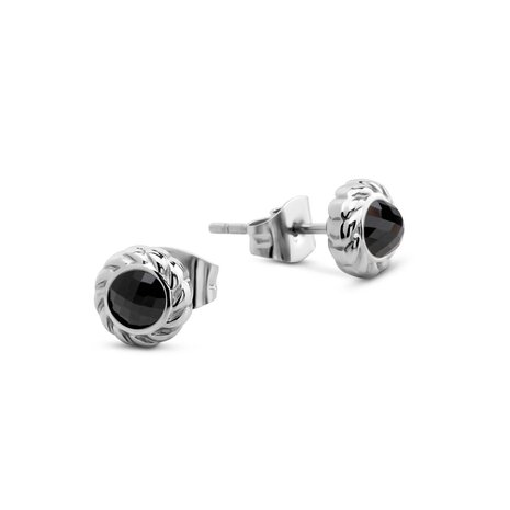 Oorbellen Gaya zwart FE53 zilver - Melano