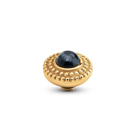 Steentje twisted Bali Bulb Blue Tigereye goud TMG8 - Melano
