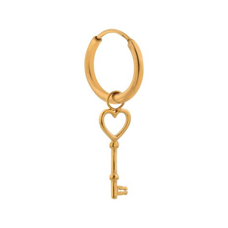 Oorbel per stuk LK412 Kikey hoop goud - Label Kiki