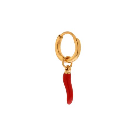 Oorbel per stuk LK415 spicy pepper hoop goud - Label Kiki