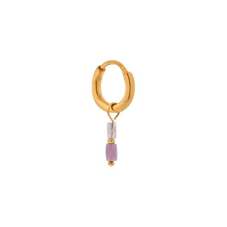 Oorbel per stuk LK416 terra lilac hoop goud - Label Kiki