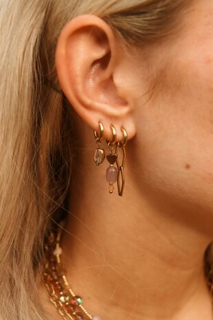 Oorbel per stuk LK425 wobbly hoop goud - Label Kiki