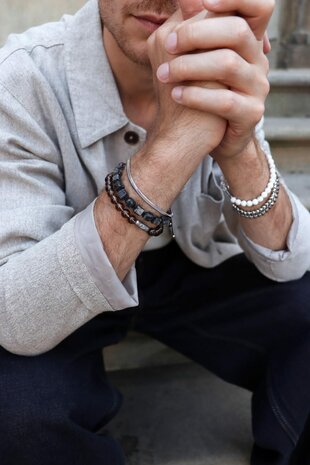 Armband Black square silver - George The Label