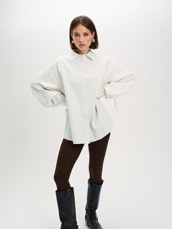 Blouse Gabby gestreept Bruin Wit - Refined Department