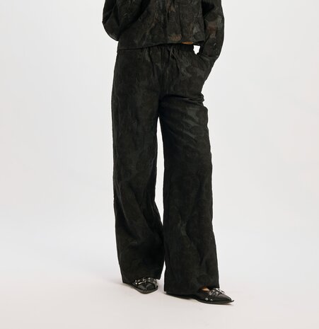 Broek met gebloemde stof Mara zwart - Refined Department