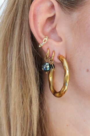 Oorbel per stuk K.SH.359.1 Rough hoop goud - Label Kiki
