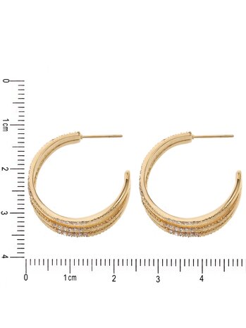 Oorbellen driedubbel steentjes goud - Rose & Camellia