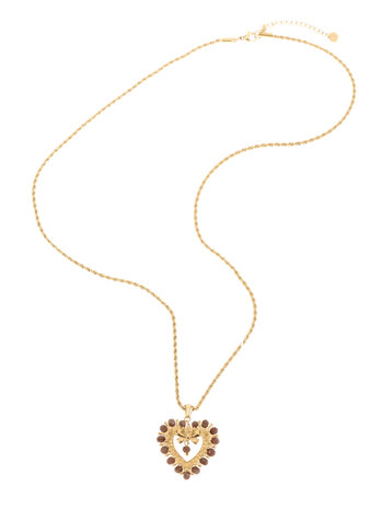 Lange ketting hart met kraaltjes goud - Rose & Camellia