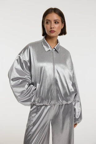 Bomber satin look Dia zilverkleurig - Refined Department