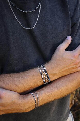 Armband Black pearl silver - George The Label