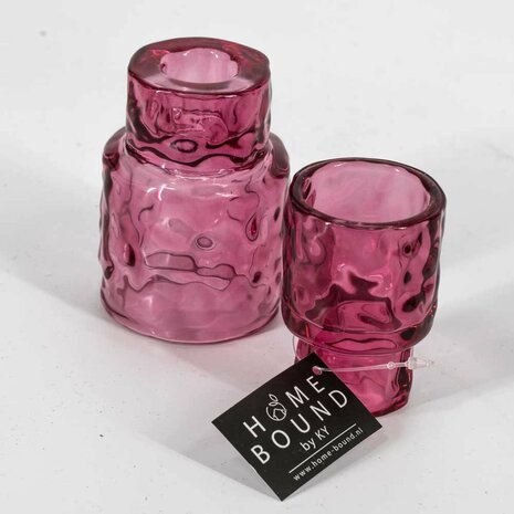 Kandelaar glas roze