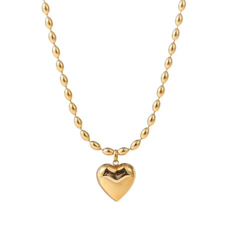 Ketting N56077-2 long heart +beads goud - ​​​​​​​Day&Eve