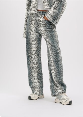 Broek Elma grijze denim balloon jeans met tijgerprint - Refined Department