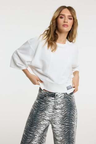 Korte sweater Romee met korte mouwen wit - Refined Department