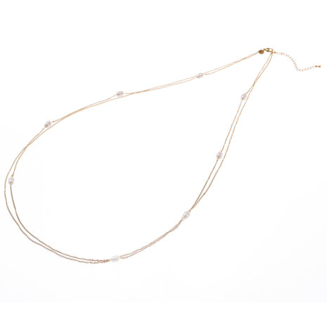 Dubbele ketting N61285-2 lang parels goud - ​​​​​​​Day&Eve