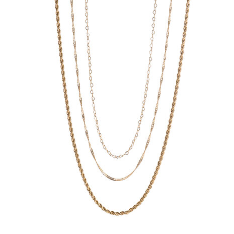 Driedubbele ketting N61303-2 met hartjes lang goud - ​​​​​​​Day&Eve