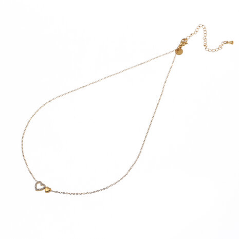 Ketting N61572-2 twee hartjes goud - Day&Eve