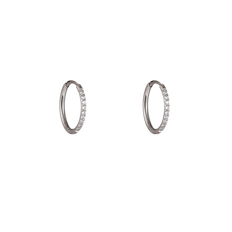 Oorbellen E61066-1 steentjes hoops 10mm zilver - Day&Eve