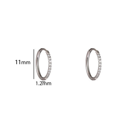 Oorbellen E61066-1 steentjes hoops 10mm zilver - Day&Eve