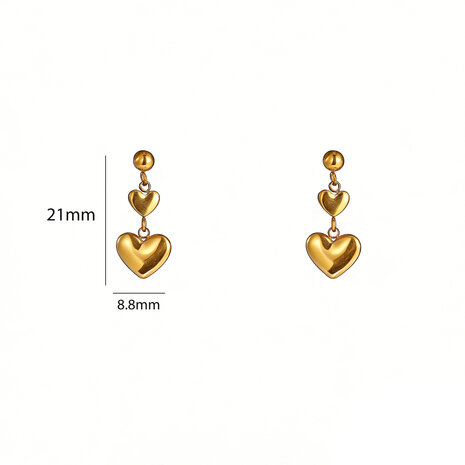 Oorbellen E61184-2 hartjes goud - Day&Eve
