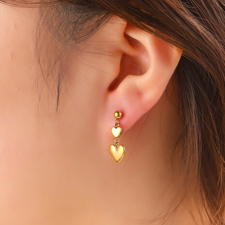 Oorbellen E61184-2 hartjes goud - Day&Eve