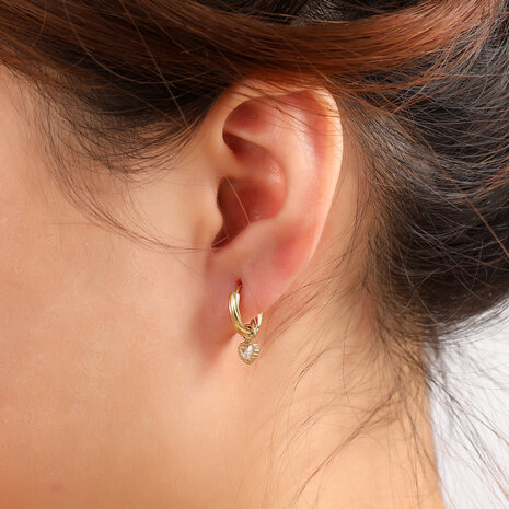 Oorbellen E61119-2 hartje met steentje goud - Day&Eve