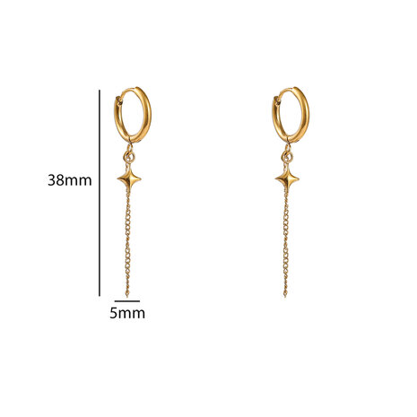 Oorbellen E61084-2 met ster en sliertje goud - Day&Eve