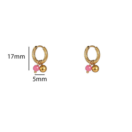 Oorbellen E61144-5 roze en goud kraaltje goud - Day&Eve