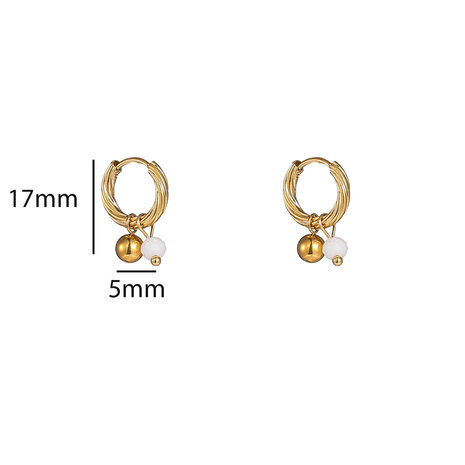 Oorbellen E61144-1 wit en goud kraaltje goud - Day&Eve