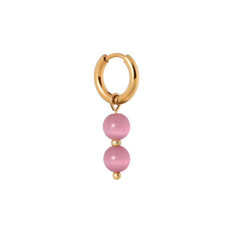 Oorbel per stuk K.SH.369.1 Pink cat eye goud - Label Kiki