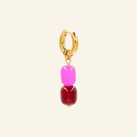 Oorbel Cherry Bubblegum goud p/st. - Mable