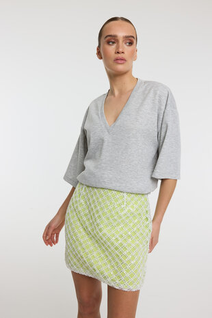 Rok Yeal met pailletten wit groen  - Refined Department