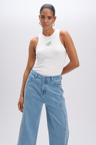 Tanktop Raquel limoen wit  - Refined Department