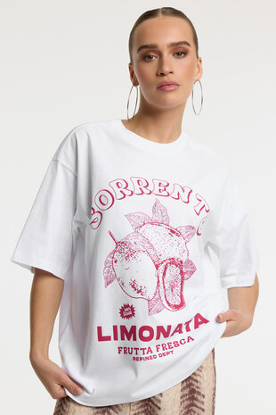 T-shirt Maggy wit roze - Refined Department