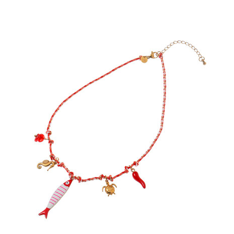 Ketting TN61442-2 rode vis tiny goud - Day&Eve 