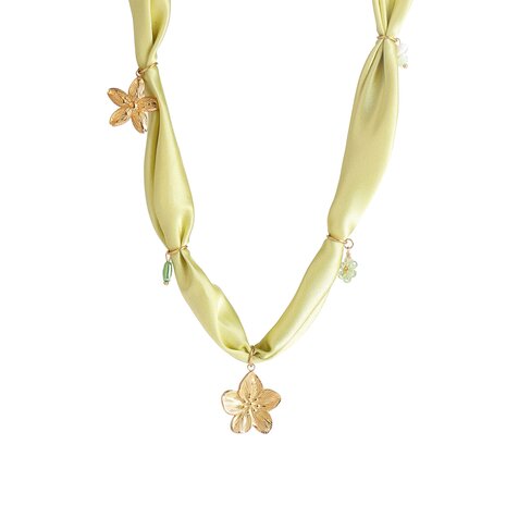 Ketting stof N61457-2 bloemetjes groen goud - Day&Eve