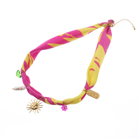 Ketting stof N61458-2 zon geel roze goud - Day&Eve
