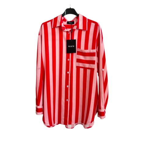 Blouse gestreept rood roze