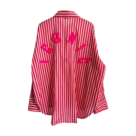 Blouse Iconic gestreept rood roze