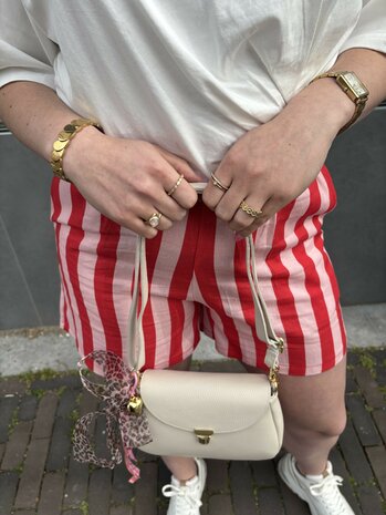 Short gestreept rood roze