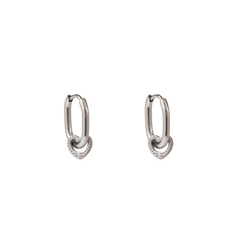 Oorbellen E61081-1 ovale hoops met hartje zilver - Day&Eve