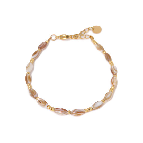 Armband K.SA.390.1 natural shell goud - Label Kiki