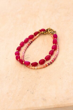 Armband K.SA.381.1 red velvet goud - Label Kiki